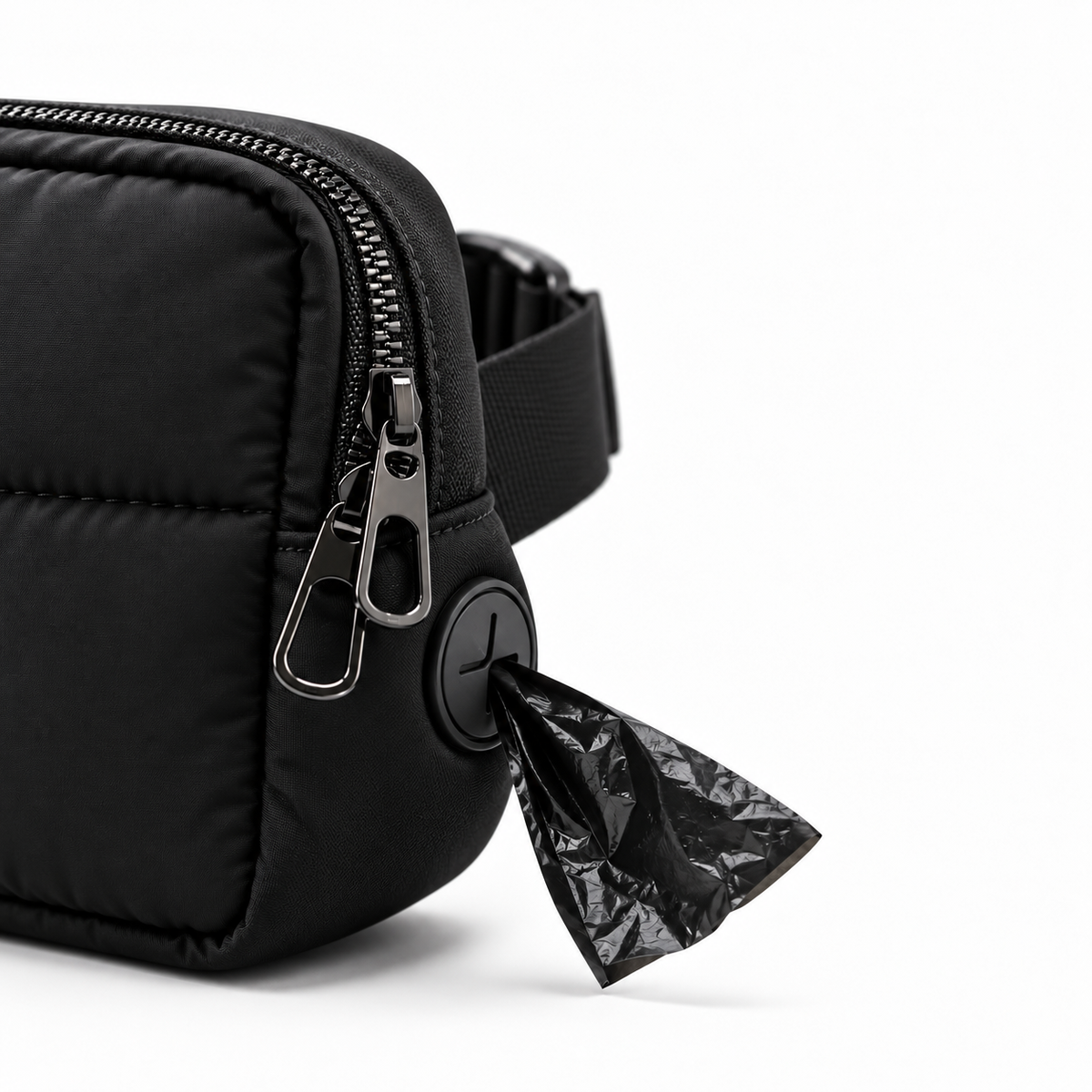 Detailansicht der Lumpers Loop mit Metall-Zipper und Kotbeutel