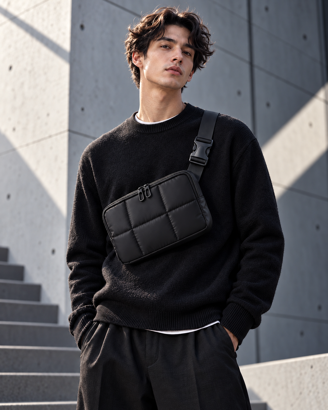 Mann trägt die Lumpers Loop als Crossbody Bag